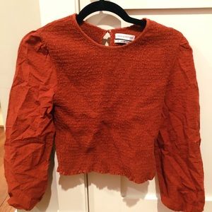 smocked red/orange urbanoutfitters blouse